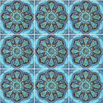 Spanish tile #10 Turquoise pattern