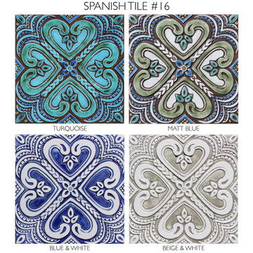 Spanish tile #16 Turquoise colour options