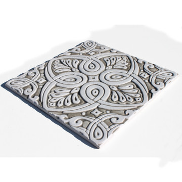 Spanish tile #7, Large beige and white handmade tile