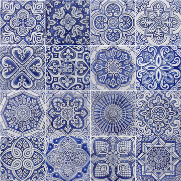 Large blue and white tile - Spanish tile mixed patterns