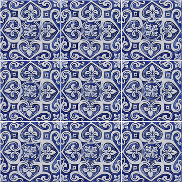 Large blue and white tile, Spanish tile pattern