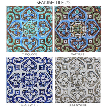 Large blue and white tile, Spanish tile colour options