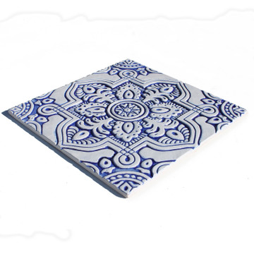 Large blue and white Spanish tile