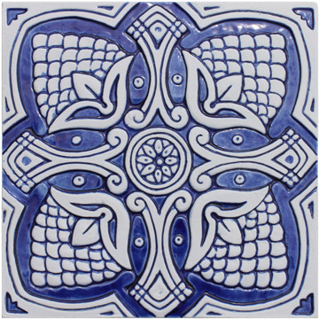 Large blue and white Spanish tile