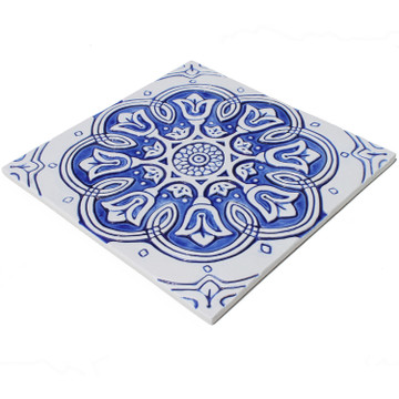 Large blue and white Spanish tile