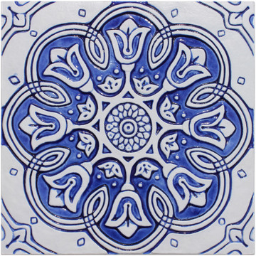 Large blue and white Spanish tile