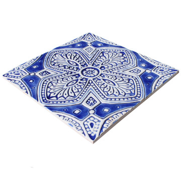 Large blue and white Spanish tile