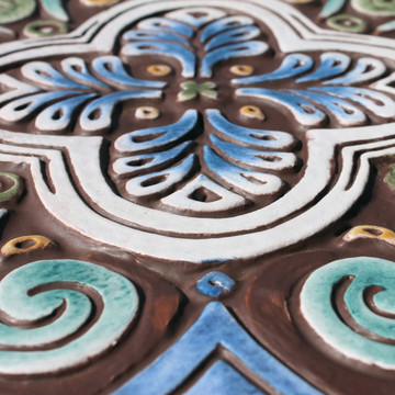 Large Spanish tile zoom detail, Handmade ceramic tile by Gvega ceramica