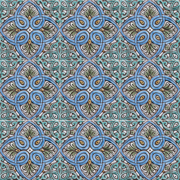 Large Spanish tile pattern, Handmade ceramic tile by Gvega ceramica