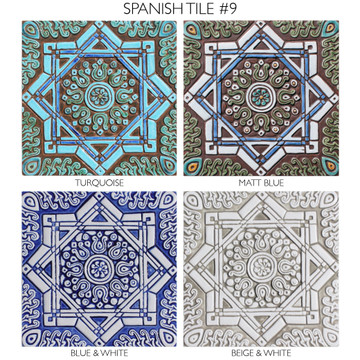 Large Spanish tile colour options, Handmade ceramic tile by Gvega ceramica