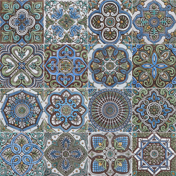 Spanish tile mixed pattern, large handmade tile by Gvega