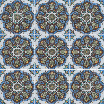 Large Spanish tile pattern, Handmade ceramic tile by Gvega ceramica
