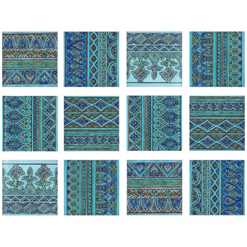 Large tapestry tile wall art - turquoise