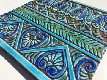 Large tapestry tile wall art - turquoise