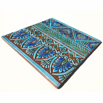 Large tapestry tile wall art - turquoise