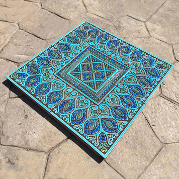 Large tapestry tile wall art - turquoise