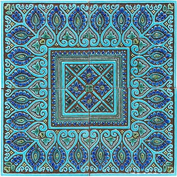 Large tapestry tile wall art - turquoise