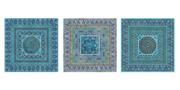 Large tapestry tile wall art - turquoise
