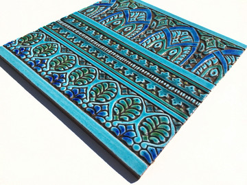 Large tapestry tile wall art - turquoise