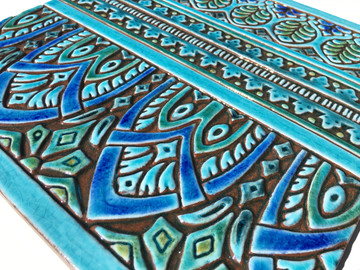 Large tapestry tile wall art - turquoise