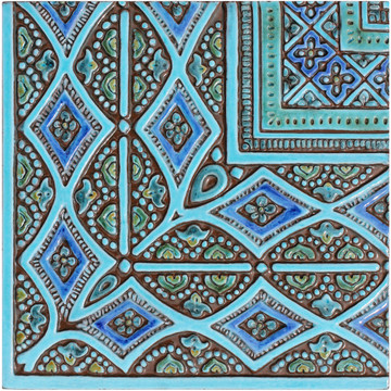 Large tapestry tile ceramic wall art - turquoise