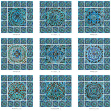 Ceramic tile mural - turquoise - tile art by gvega