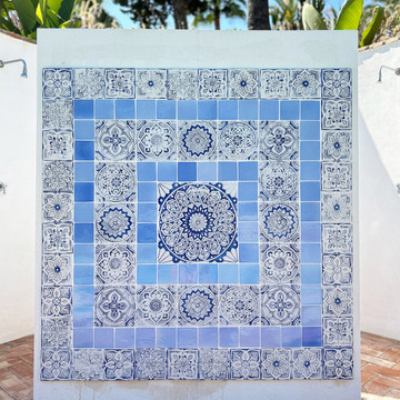 Blue and white Spanish tile. Decorative tile for kitchens, bathrooms and wall art. Handmade in Spain.