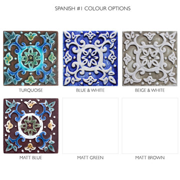 Handmade tile matt blue Spanish #1 [10cm/3.9"]