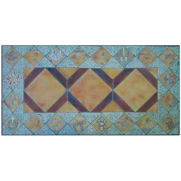 Mosaic table made from Handmade tiles.  Custom designed ceramic table, handmade in Spain.