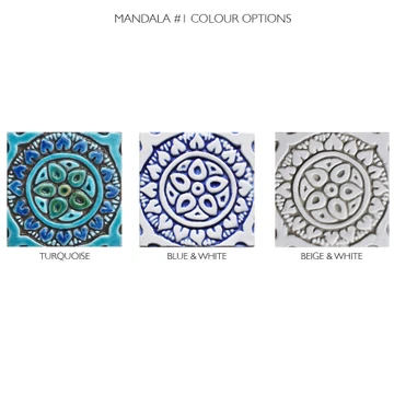 Handmade Tiles Set x16 Turquoise [10cm/3.9"]