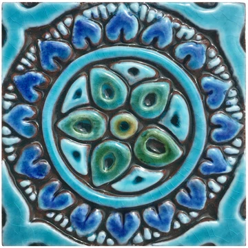 Handmade Tiles Set x16 Turquoise [10cm/3.9"]