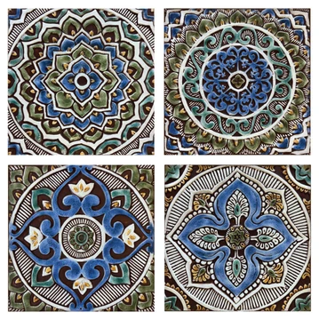 These handmade tiles make outdoor wall art.  Decorative tile handmade in Spain.