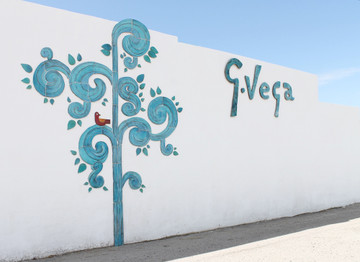 Ceramic mural made with Handmade tiles.  Custom designed ceramic wall art installation, handmade in Spain.