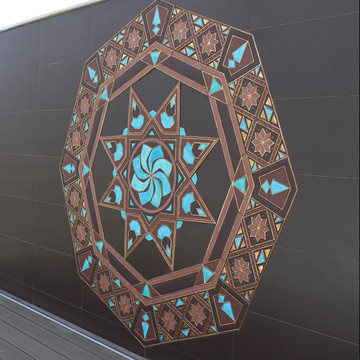 Ceramic mural made with Handmade tiles.  Custom designed ceramic wall art installation, handmade in Spain.