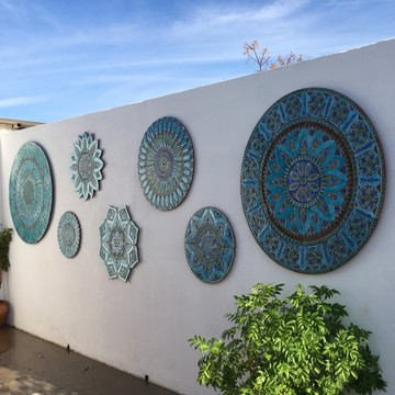 Ceramic wall mural turquoise moroccan circle [125cm/49.2"]