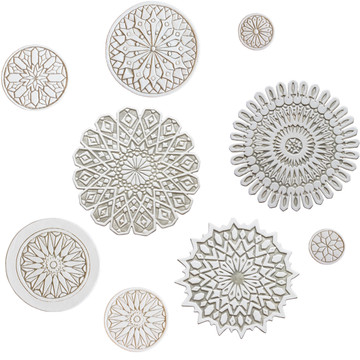 Wall decoration Moroccan circle designs beige & white