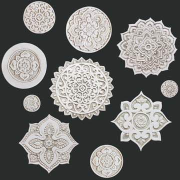 Ceramic wall art - Mandala - Circular Designs  - Beige