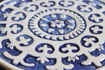 Suzani Circular 21cm Blue&White- Zoom