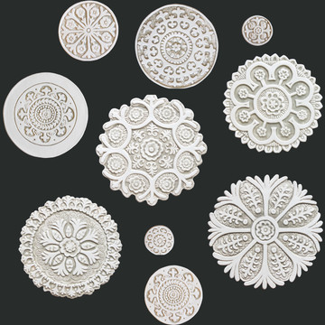 Suzani Ceramic Circles Wall Art Beige&White