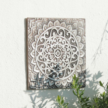 These handmade tiles make wonderful wall decor and outdoor wall art.  Silver tile handmade in Spain.