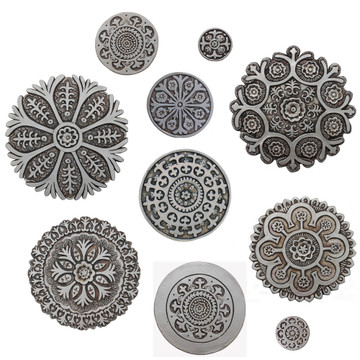 Handmade tile for outdoor wall art or wall hanging.  Decorative circular ceramic tile handmade in Spain
