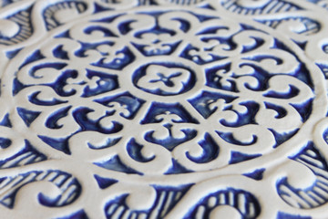 These circular tiles make beautiful outdoor wall art.  Blue and white wall hangings for kitchens, bathrooms and wall decor. Our decorative tiles can also be combined with our other handmade tiles to make larger wall art installations.