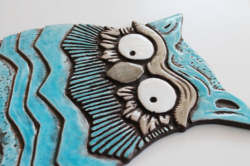 Owl ceramic wall art for kitchens, bathrooms and outdoor wall decor. Our handmade tiles make a beautiful wall art for your home or garden.