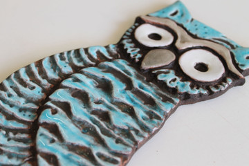 Owl ceramic wall art for kitchens, bathrooms and outdoor wall decor. Our handmade tiles make a beautiful wall art for your home or garden.