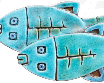 Fish ceramic wall art for kitchens, bathrooms and outdoor wall decor. Our handmade tiles make a beautiful wall art for your home or garden.