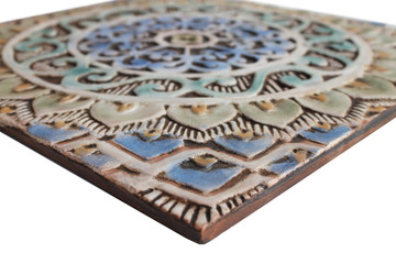 These handmade tiles make outdoor wall art.  Decorative tile handmade in Spain.