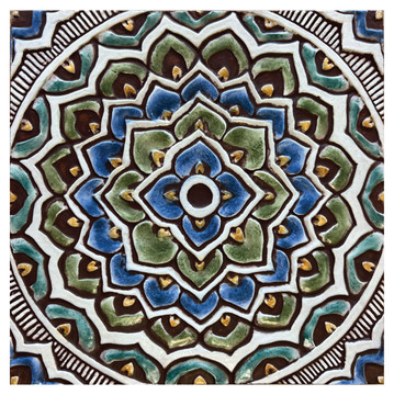 These handmade tiles make outdoor wall art.  Decorative tile handmade in Spain.