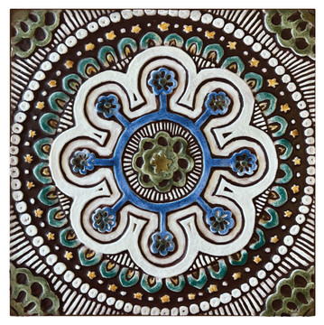 These handmade tiles make outdoor wall art.  Decorative tile handmade in Spain.