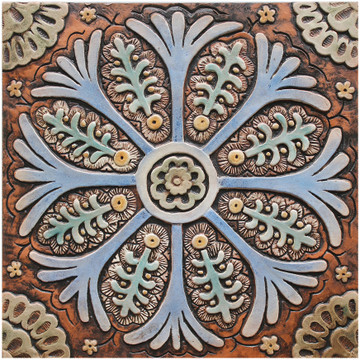 These handmade tiles make outdoor wall art.  Decorative tile handmade in Spain.