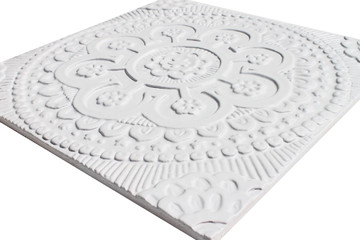 These handmade tiles make wonderful kitchen tiles, bathroom tiles, wall decor and outdoor wall art.  White relief tile handmade in Spain.